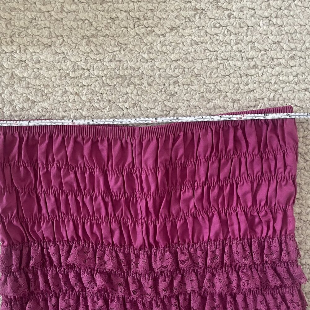 Vintage Malco Modes Ruffle Bloomers Fuchsia Lace Pettipants - Sz Large - Picture 4 of 9